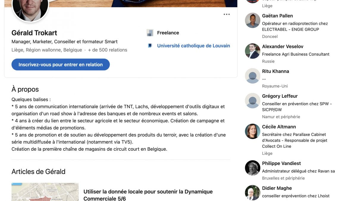 Extrait d'un profil Linked In