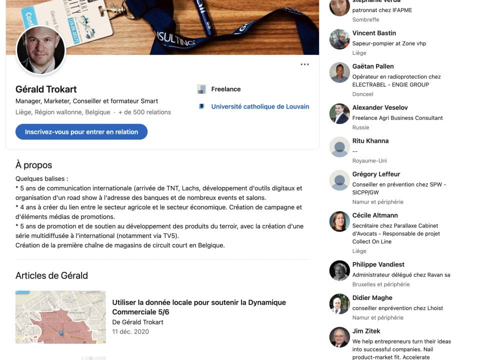 Extrait d'un profil Linked In
